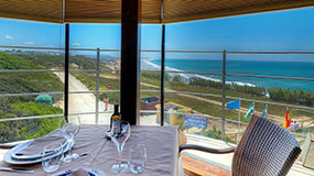 Vista de la playa desde el Salón superior - Restaurante El Roqueo (Conil)